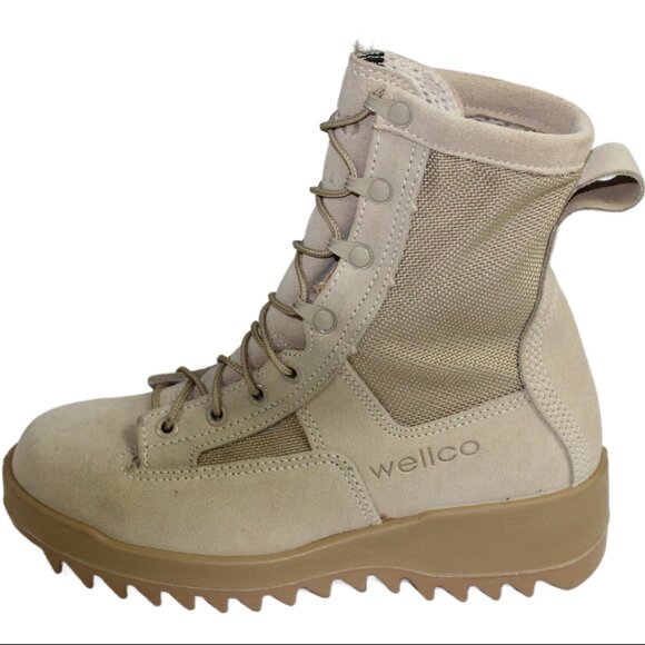 Wellco US Army Desert Tan Military Issue Suede Lace-Up Combat Boot, Size 6.5 (W) - Picture 3 of 10